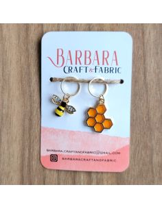 Juego de 2 anillos marcadores de puntada - Abeja y miel