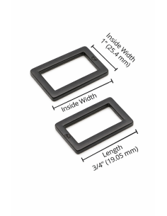 Juego de 2 hebillas rectangulares 19 x 25 mm negro 2