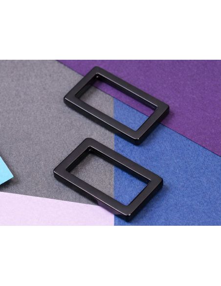 Juego de 2 hebillas rectangulares 19 x 25 mm negro