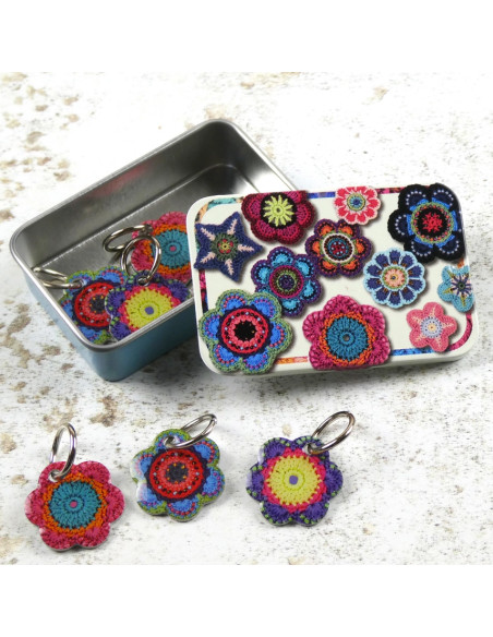 Juego de 6 anillos marcadores de puntos - Punto floral