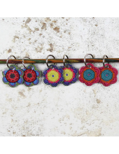 Juego de 6 anillos marcadores de puntada - Puntada floral