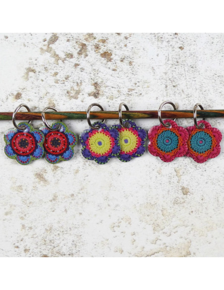 Juego de 6 anillos marcadores de puntada - Puntada floral