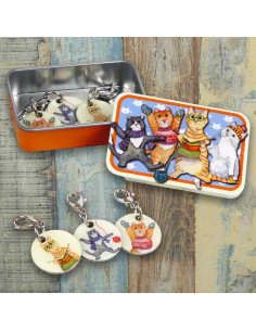 Juego de 6 anillos marcadores de puntos - Gatitos