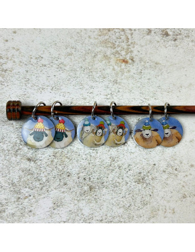 Conjunto de 6 anillos marcadores de puntos - Oveja feliz