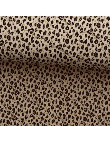 Tejido de doble gasa estampado - Karli beige y negro