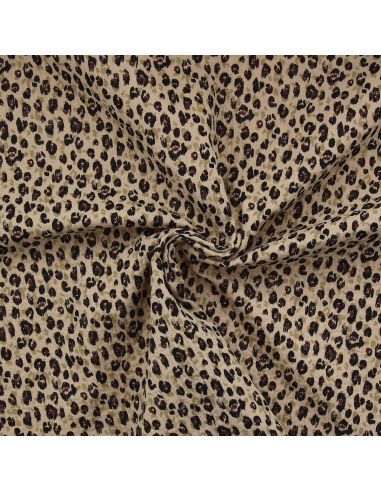 Tejido de doble gasa estampado - Karli beige y negro