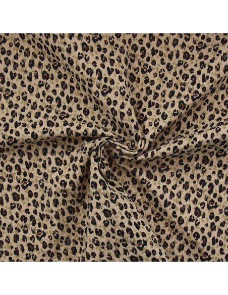 Tejido de doble gasa estampado - Karli beige y negro