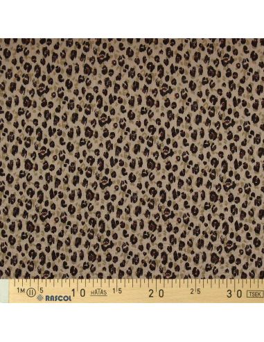 Tejido de doble gasa estampado - Karli beige y negro