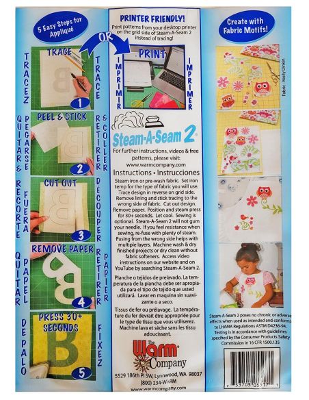 Juego de 5 hojas termoadhesivas de doble cara Steam-A-Seam 2